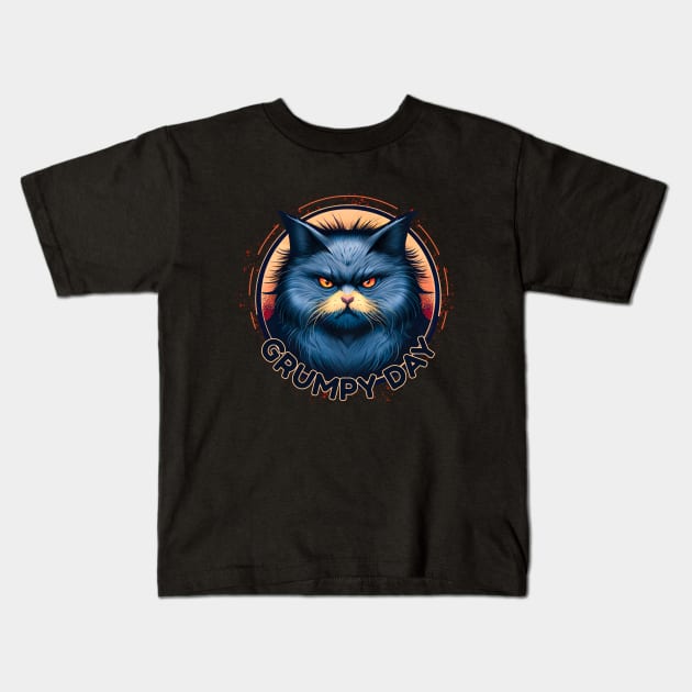 Grumpy day cat Kids T-Shirt by Misthaesis